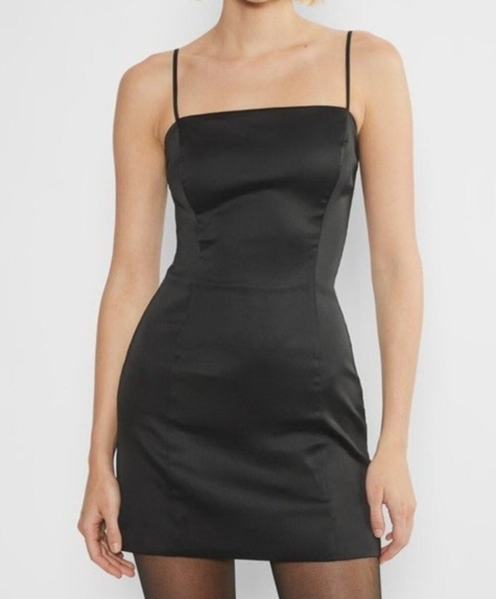 Sunday Best Satin Mini Cocktail Dress Womens Size 2 Black Party LBD Glam Event
